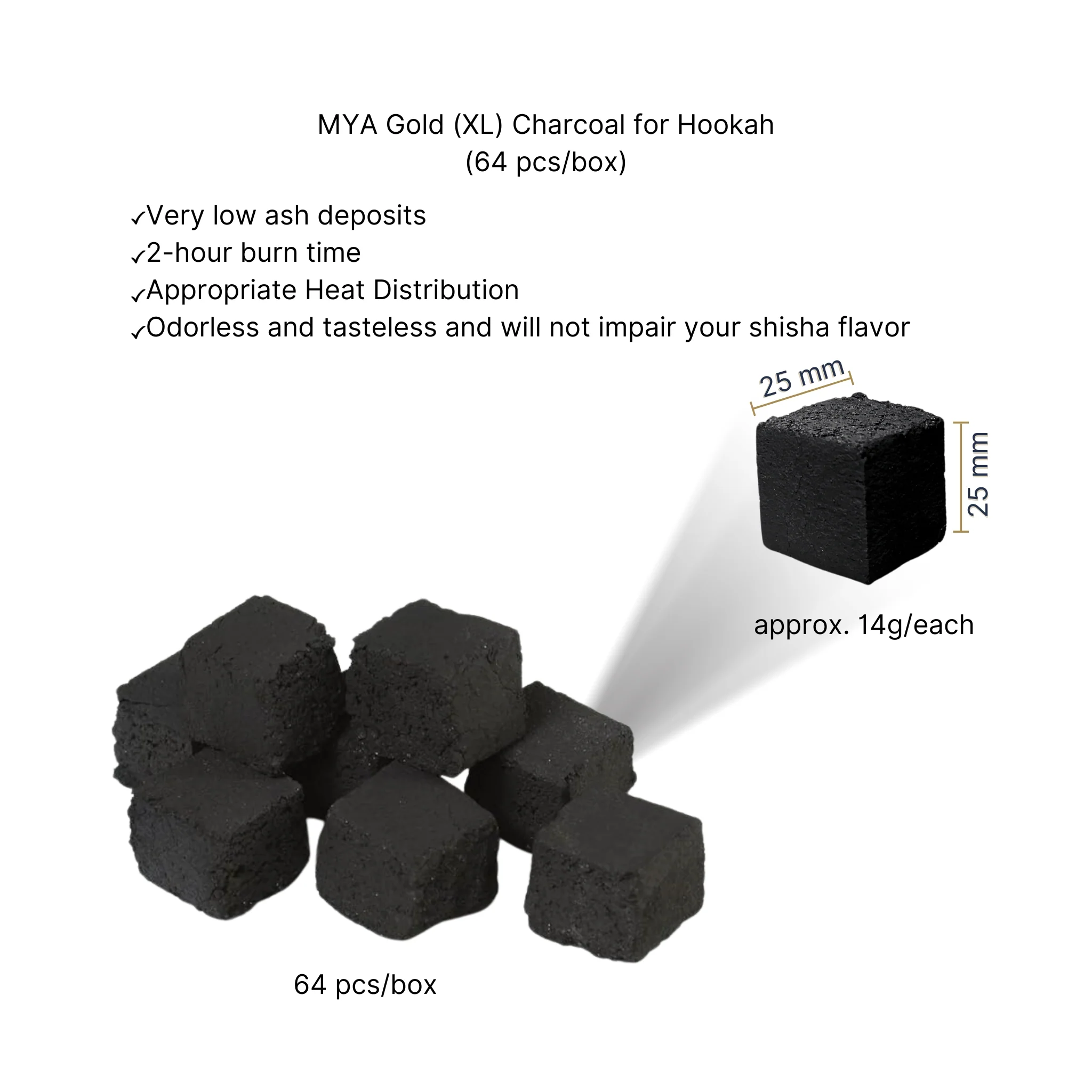 MYA GOLD 64 HOOKAH CHARCOALS - Image 3